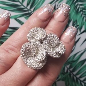 Calla-lily silver/ CZ ring